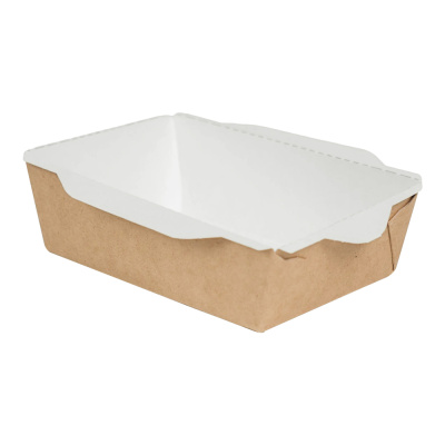 Контейнер-бумажный-400-мл-145х96х45-прямоуг-крафтбелый-без-крышки-OSQ